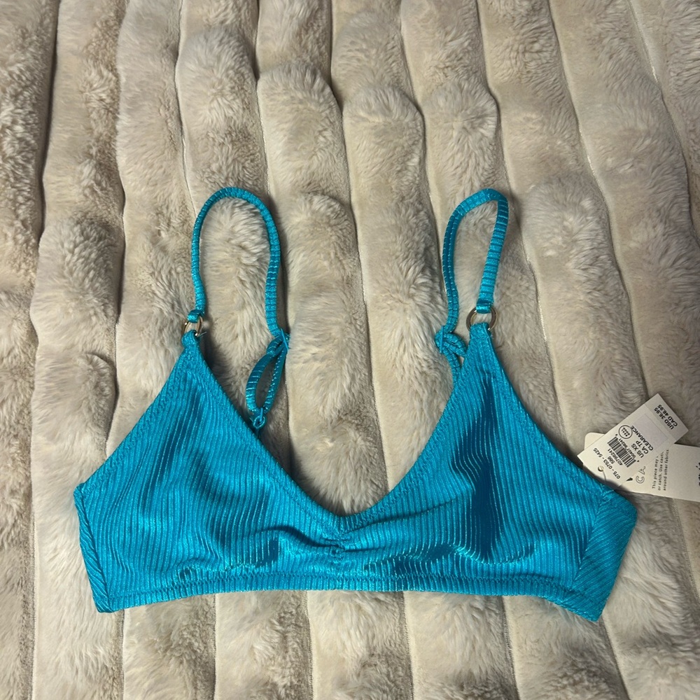 Aerie Teal Ribbed bikini swim top